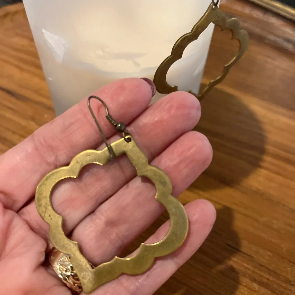Brass Earrings Chic Gold Quatrefoil Earrings